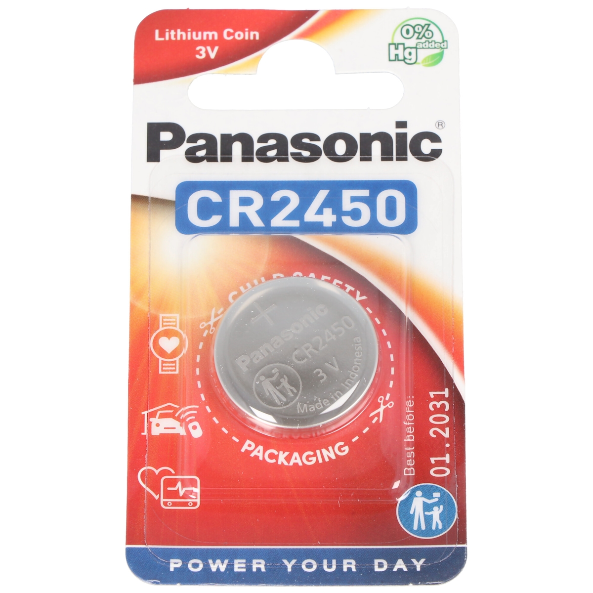 Panasonic CR2450 Lithium Batterie IEC CR 2450 EL, 5410853014355 CR-2450EL/1B