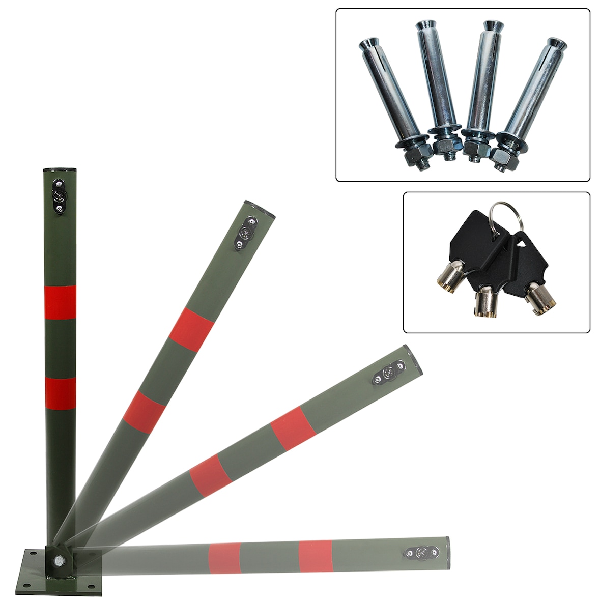 Parkplatzsperre Pfosten rund klappbar Absperrpfosten Parkpfosten Parksicherung