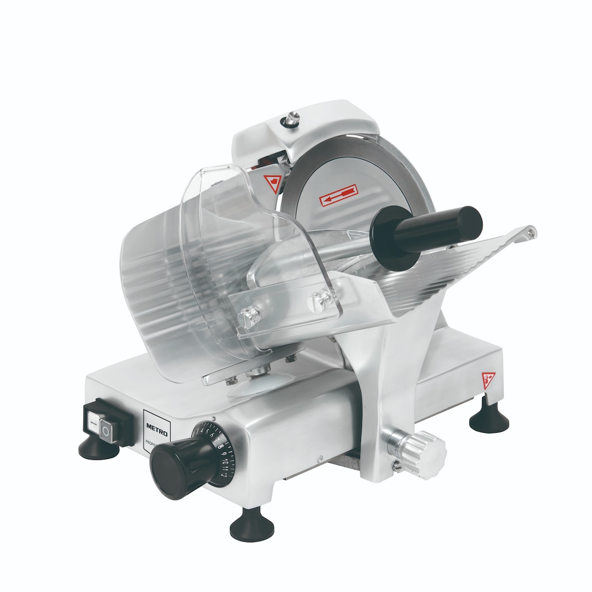 METRO PROFESSIONAL Snijmachine GFS3019, geanodiseerd aluminium, 37,7 x 41,5 x 32,3 cm, 120 W, blad-Ø: 19,5 cm, snijdikte: 0-12 mm, zilver