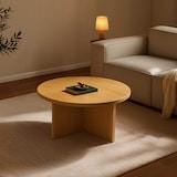 thumbnail of Ronde Scandinavische salontafel van 80 cm met licht houteffect
