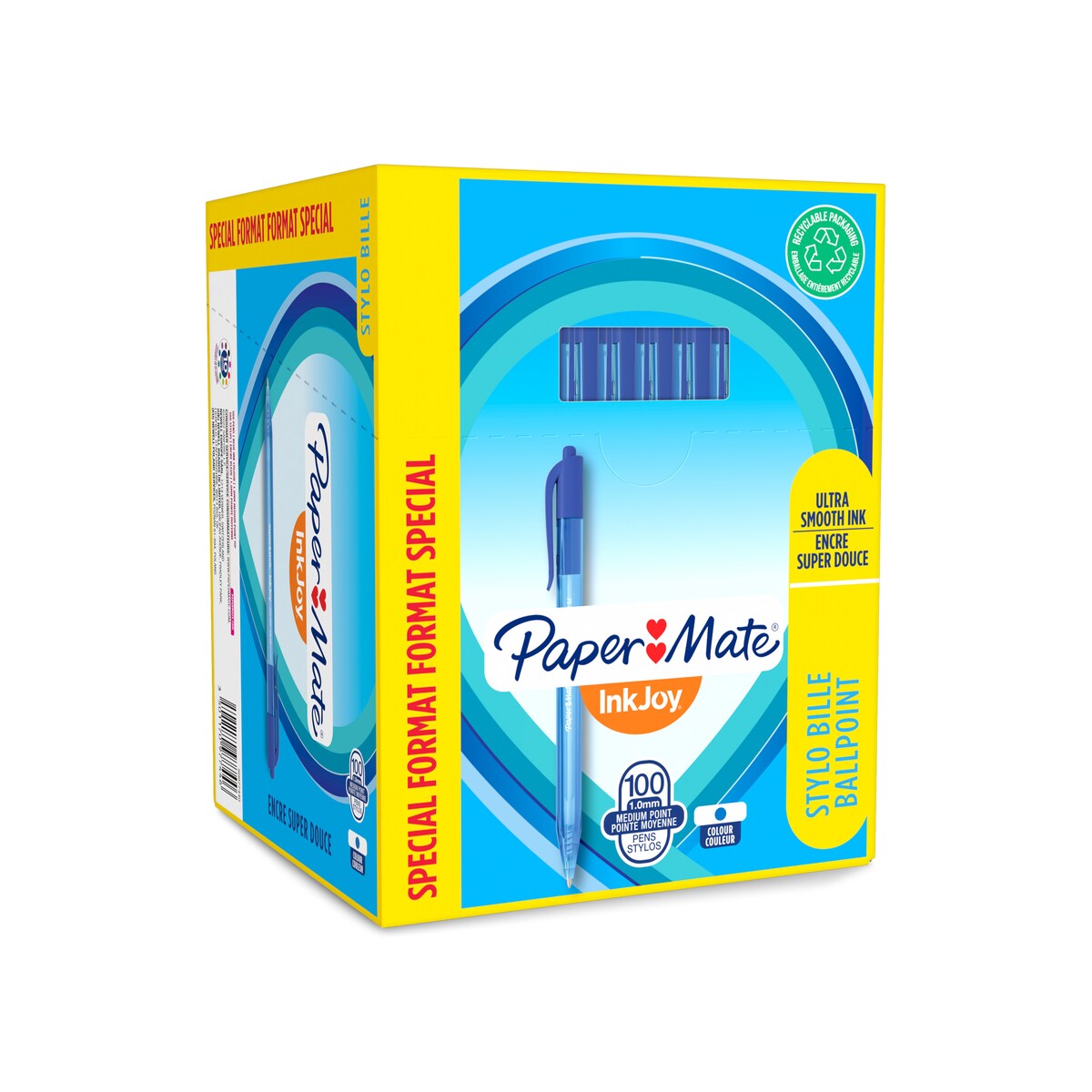 PAPERMATE PAPER MATE Druckkugelschreiber Inkjoy 100 S0977440 Schreibfarbe Blau 100er Schachtel