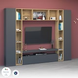 thumbnail of Dmora Wohnzimmermöbel Gilberto, Wohnzimmer-Set TV-Möbel mit 3 Türen, Mehrzweck-Wohnmöbel, 100% Made in Italy, cm 270x35h210, Anthrazit und Eiche