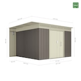 thumbnail of Gerätehaus Metall 8,96 m2 Coffee - 333x269x189cm - Kaminholzregal mit Dach - Doppelschiebetür - Geräteschuppen - Gartenhaus