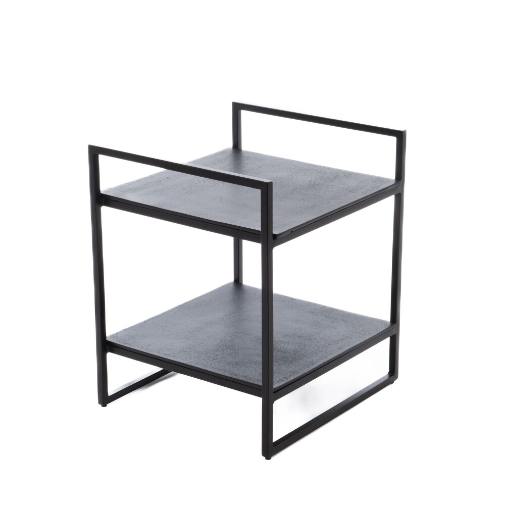 Sofaende mit 2 Ebenen und Griffen - Schwarz Quadratisch Aluminium Amadeus 42x40 cm