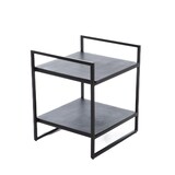 thumbnail of Sofaende mit 2 Ebenen und Griffen - Schwarz Quadratisch Aluminium Amadeus 42x40 cm