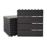 thumbnail of WPC Bodenfliese Rhone, Holzoptik Balkon/Terrasse, 11x je 30x30cm = 1qm ~ Premium, anthrazit linear