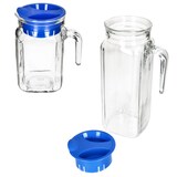 thumbnail of 2x KARO & KORA Kühlschrankkrug mit Deckel blau 1L & 0,5L Glas-Karaffe Kanne Saft