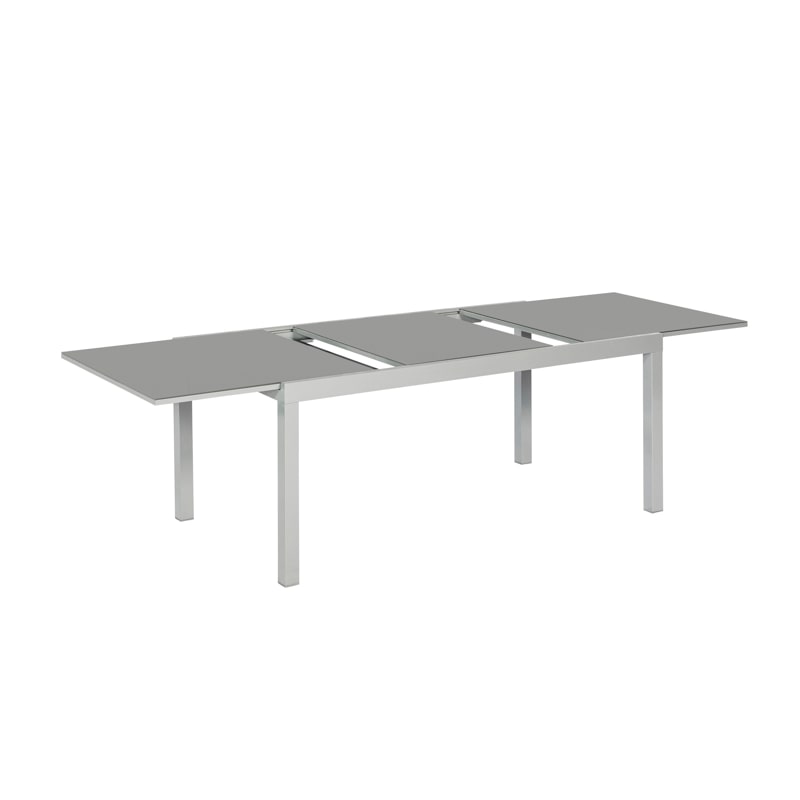 Merxx Semi Ausziehtisch, 200 (300) x 110 cm, Aluminium/Glas, Silber