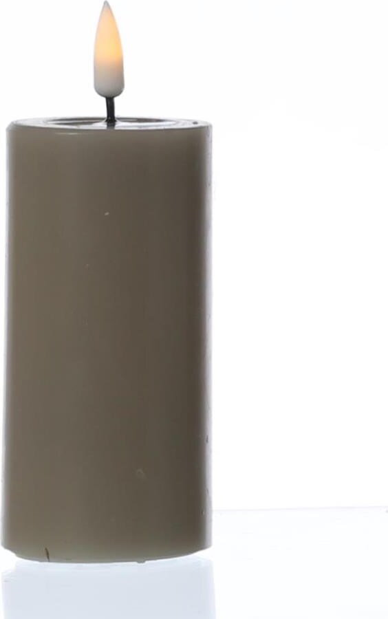 LED Kerze Mia Deluxe Echtwachs Wachsspiegel flackernd H: 10cm D: 5cm taupe