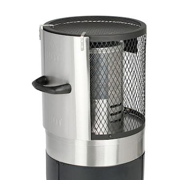 RVS pyramide terrasverwarmer 13kW van 227 cm hoog inclusief hoes en gasaansluiting met drukregelaar