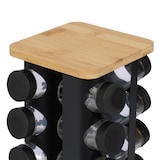 thumbnail of Relaxdays Gewürzkarussell, 16 Gewürzgläser, 360° drehbar, Edelstahl, Bambus, Glas, HxBxT: 28 x 20 x 20 cm, schwarz/natur