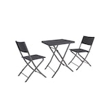 thumbnail of aro Set da balcone pieghevole Bistro, 3 pezzi, acciaio/plastica, 2 sedie, 1 tavolo, aspetto rattan, grigio scuro