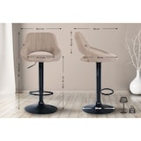 thumbnail of Set de 2 Taburetes de bar Milet en tela Gris topo/Metal negro mate