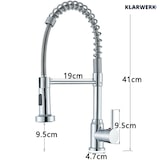 thumbnail of KLARWERK® Bernd | Gastronomie Küchenarmatur Chrom mit Feder | Silber Edelstahl Wasserhahn Küche | Mischbatterie 360° drehbar| Hochdruck 2 Anschlüsse