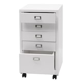 thumbnail of Rollcontainer | HxBxT 75x40x41cm | Metall 5 Schubladen | Weiß | Schubladenschrank Stahlschrank Aktenschrank