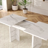 thumbnail of Merax Ausziehbarer Esstisch 140–180x80 cm, für 6–8 Personen, rechteckig, MDF-Tischplatte in Marmoroptik, Weiß