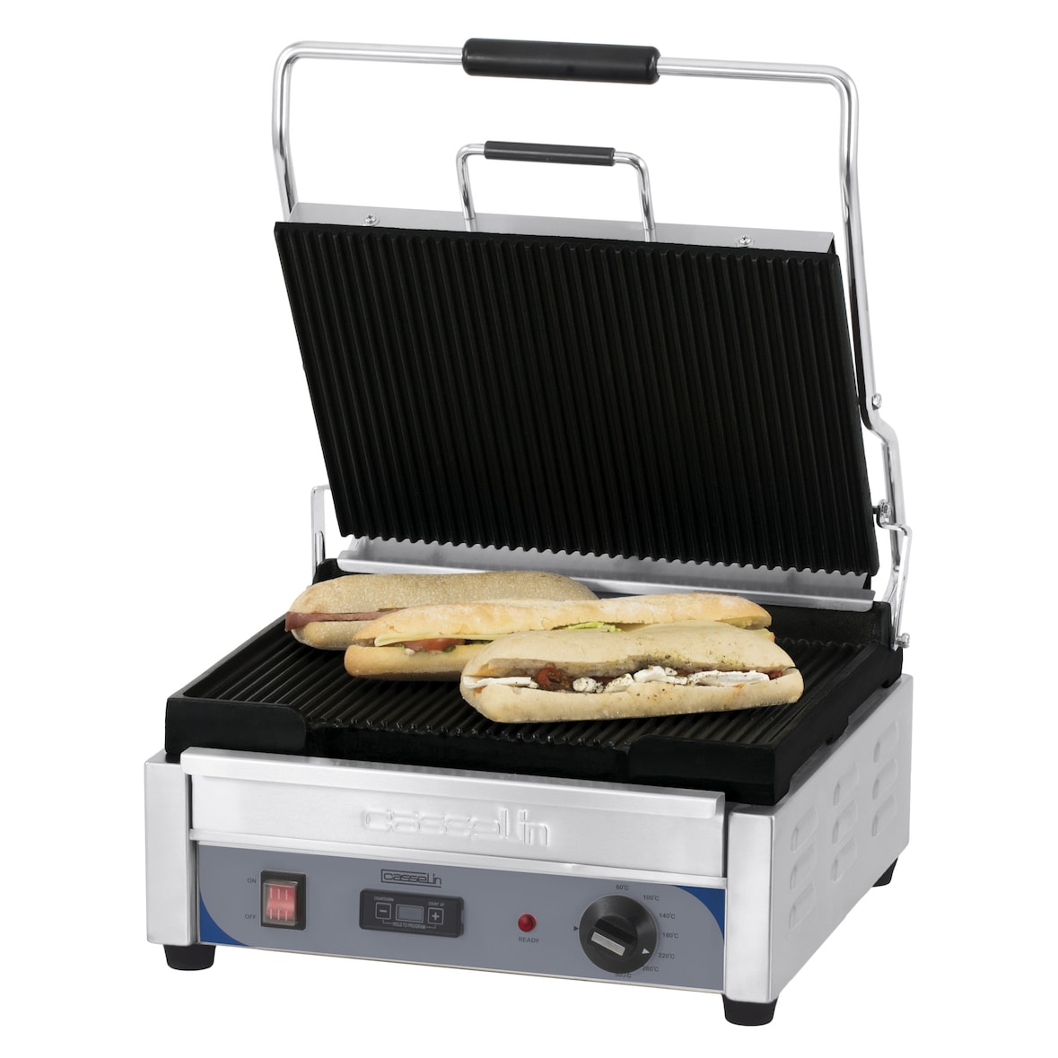 Piastra panini grande Premium rigate - rigate con timer  CGPRRGPT Casselin