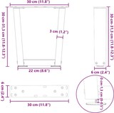 thumbnail of Helloshop26 - Set aus 2 verstellbaren V-förmigen Couchtischbeinen 30 x 31 cm aus weiß pulverbeschichtetem Stahl 02_0056889