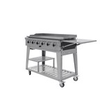 thumbnail of METRO PROFESSIONAL Barbecue Plancha à 6 brûleurs sur chariot, acier revêtu en poudre, 165 x 62 x 101 cm, puissance 22,2 kW, 4 roulettes, argent