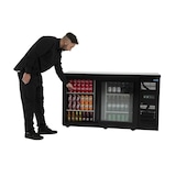 thumbnail of Expositor de bebidas de balcão, 2 portas deslizantes, chapa/alumínio/vidro, 87x146.2x146.2x51.3cm, 320W, refrigeração por ar, 350L, preto, Polar CS102