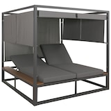thumbnail of Aluminium Lounge-Gartenliege HWC-M63b, XL Sonnenliege Daybed, 10cm-Polster 200cm ~ dunkelgrau Polster grau