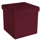 thumbnail of Intirilife Faltbare Sitzhocker 30x30x30 cm in KIRSCH ROT - Sitzwürfel Fußhocker Aufbewahrungsbox mit Stauraum und Deckel aus Stoff mit Mulden