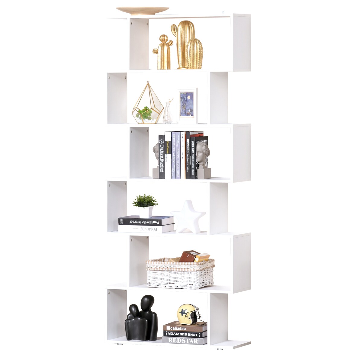 HOMCOM Libreria Moderna a Muro con 6 Ripiani in Legno 80x24x191cm