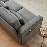 thumbnail of Merax 4-Sitzer-Sofa aus Leinenstoff, mit Armlehnentaschen und 4 Kissen, Sofa im einfachen Stil, geeignet für Wohnzimmer, Wohnung und Büro, Dunkelgrau