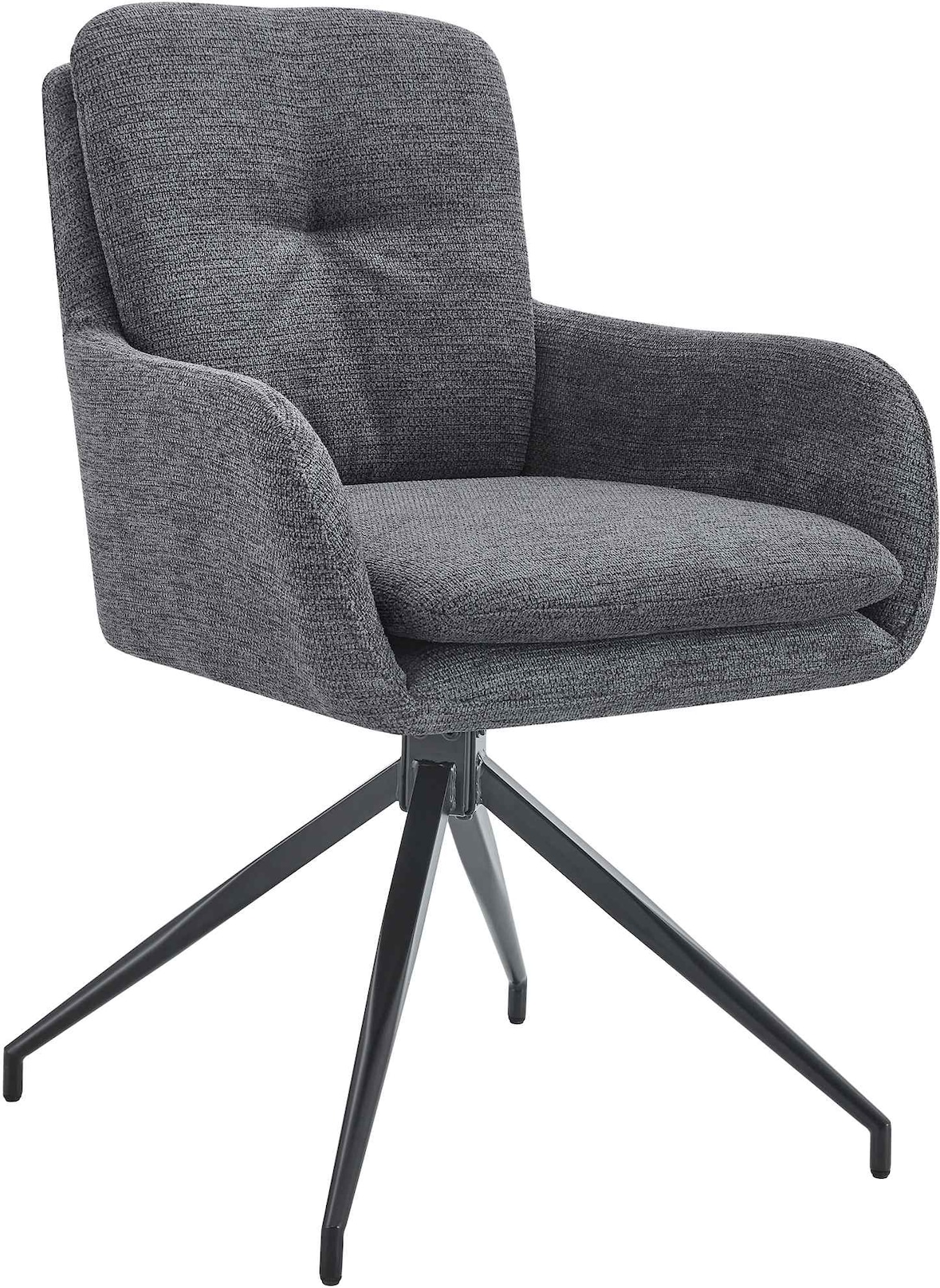 Décoshop26 - Esszimmerstuhl x1 komfortabel und modern mit Drehfunktion dunkelgrauer Stoffbezug Metallgestell 10_0007176