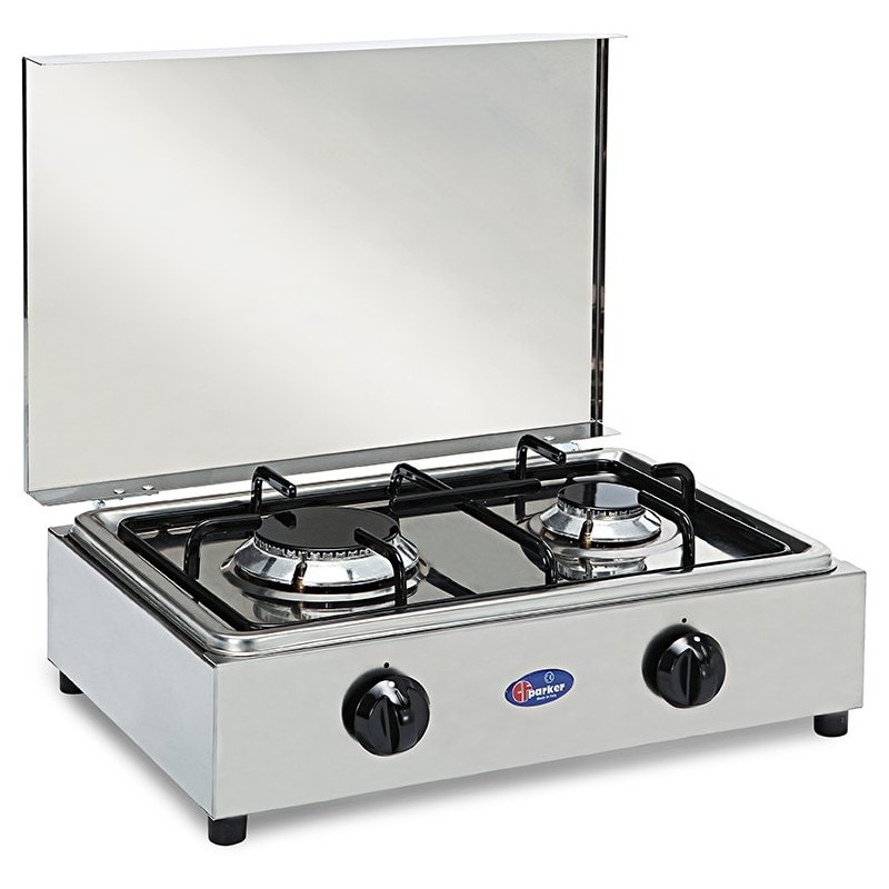 CFParker Fornello 2 fuochi a gas Gpl in acciaio inox con piano estraibile per uso esterno Made in Italy - FO200ACCGP