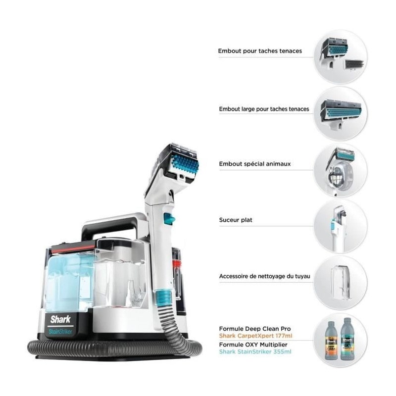 Détacheur Shark Stainstriker Px200eut - Détache, Nettoie Et Aspire - Rayon D'action 5,7 Metres - Compact Et Portatif