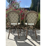 thumbnail of Lot de 2 fauteuils de jardin empilables en aluminium marron et textilène vert BISTRO