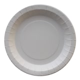 thumbnail of Schachtel mit 400 weißen, fettabweisenden Papptellern, 18 cm.