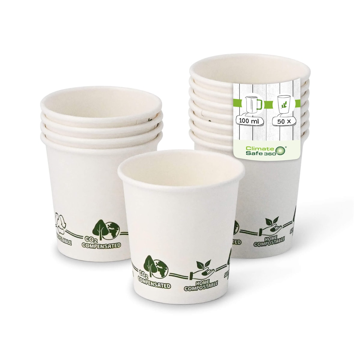 greenbox - Pappbecher 100 ml / 4 oz, Ø 62 mm, "EcoUp©"- Icons, 50 St.