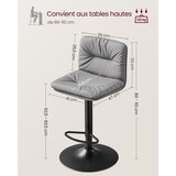 thumbnail of Helloshop26 - Set aus 2 Barhockern höhenverstellbarer PU-Sitz 360° drehbar Küchenstuhl mit Rücken- und Fußstütze grau 12_0007708