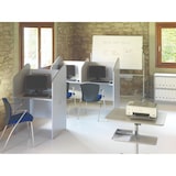 thumbnail of Rocada mesa call center doble color gris. Medidas 166x132x65cm ( largo x alto x profundidad)