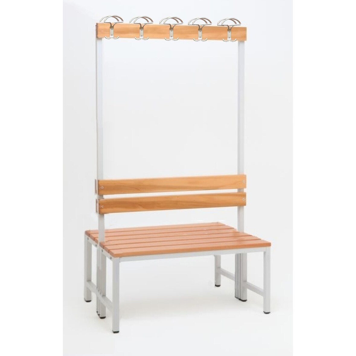 Garderobenbank mit Haken 2-seitig 2 Sitzbänke mit Schuhrost HxBxT 170x100x60cm Marke SZAGATO | Umkleidebank Umkleide Sitzbank Garderobe mit Sitzbank