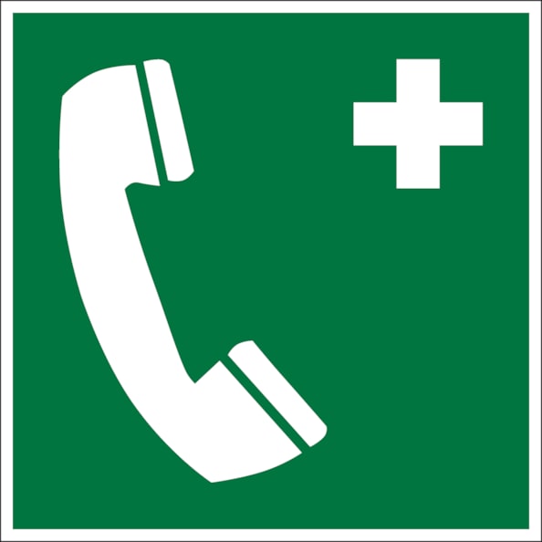 Rettungszeichen, Notruftelefon E004 - ASR A1.3 (DIN EN ISO 7010) - 200x200 mm Folie selbstklebend