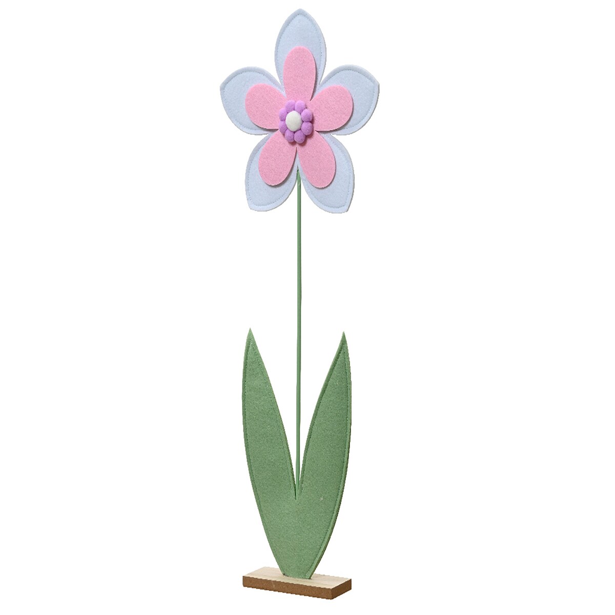 Decoris Dekofigur Blume 23x63cm Filz Dekoblume Filzblumen Kunstblumen Osterdeko künstliche Blumen Frühlingsdeko Weiß Rosa Grün