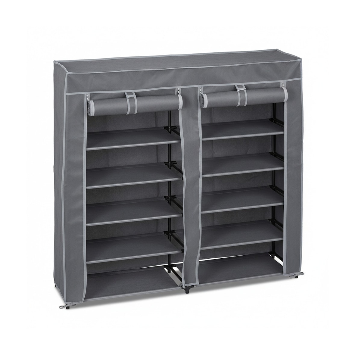 Relaxdays Schuhschrank Stoff, 12 Fächer, 36 Paar Schuhe, abnehmbarer Bezug, Schuhregal, HBT 107 x 115 x 30 cm, anthrazit