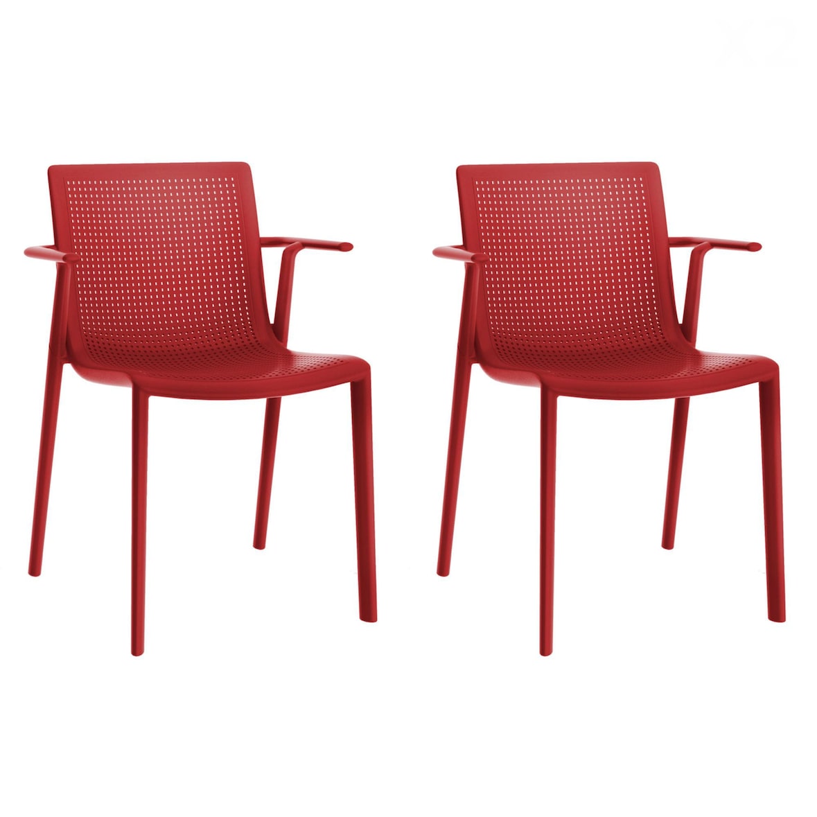 Resol BEEKAT Fauteuil Intérieur, Extérieur Set 2 Rouge