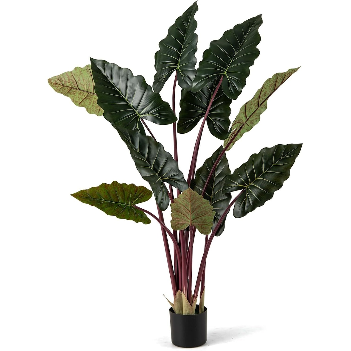 COSTWAY Planta Artificial 160 cm, Planta Artificial con Maceta y 11 Hojas, Planta Decorativa Verde