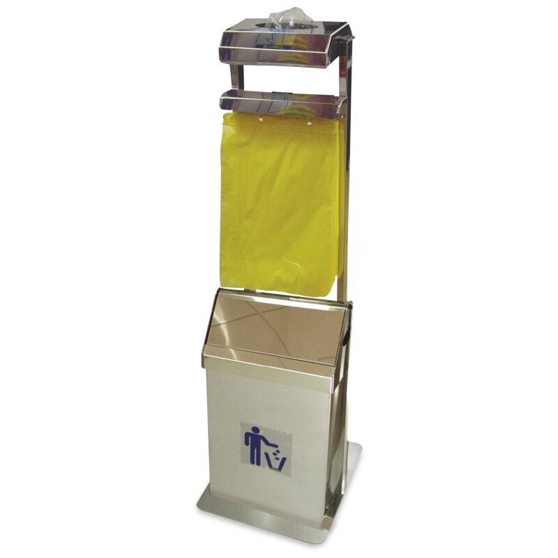 Dispensador de guantes y bolsas colgantes con papelera basculante