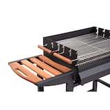 thumbnail of Tarrington House Barbecue a carbone Gouette, acciaio / legno, 130 x 56 x 90 cm, con 2 tavolini laterali, 2 ruote, nero