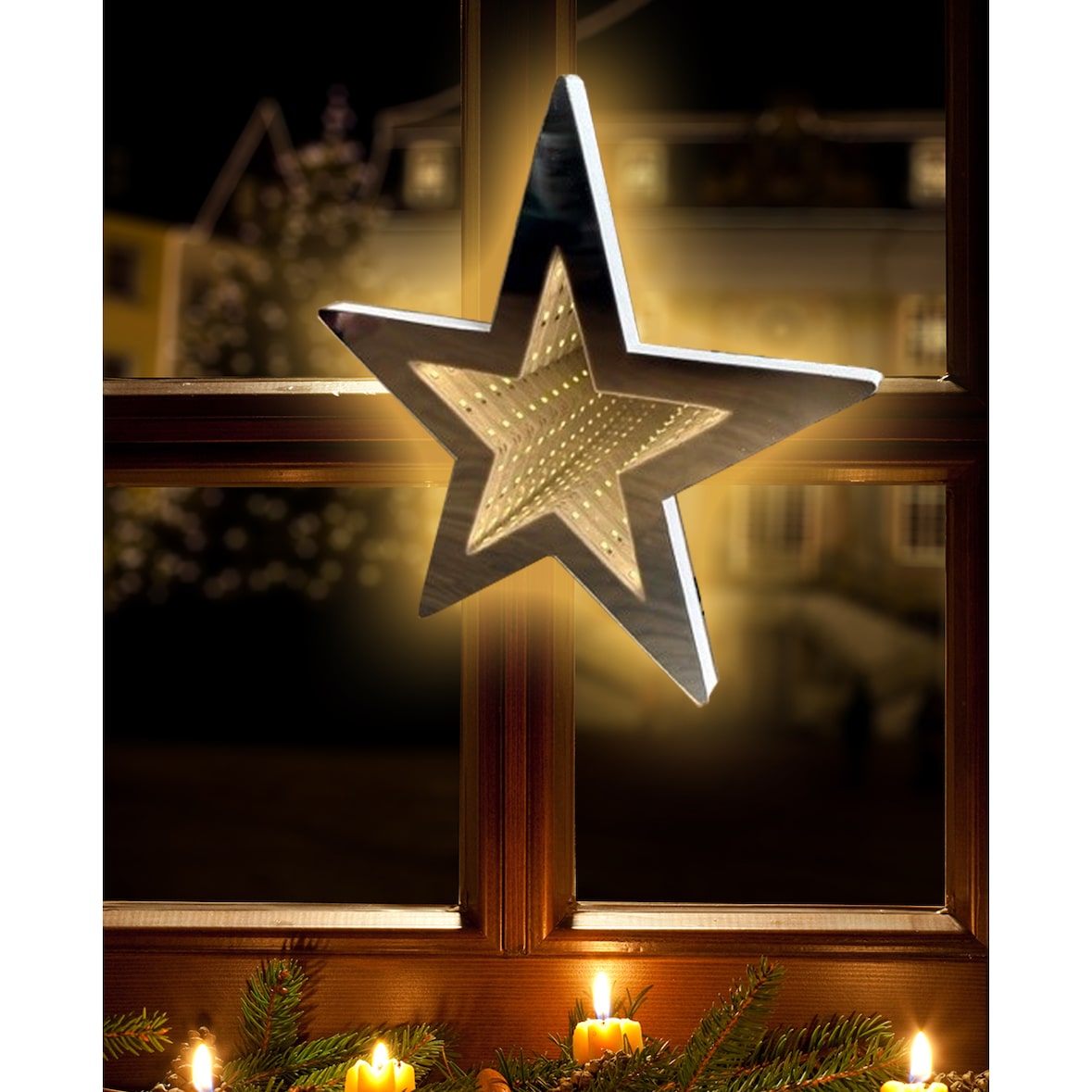 Star Max Stern Lichterkette mit Infinity Effekt, 6 Sternen und 180 LED
