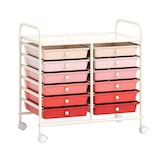 thumbnail of COSTWAY Carrello con 12 cassetti impilabili, carrello portadocumenti, contenitore su ruote con telaio e ripiano in metallo, 64 x 38 x 62 cm (rosa)