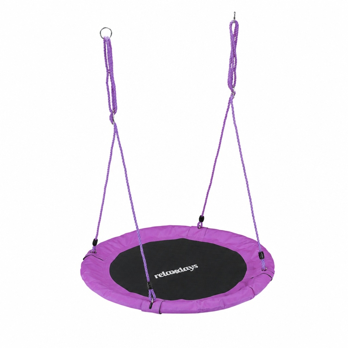Relaxdays Nestschaukel, rund, für Kinder & Erwachsene, verstellbar, Ø 90 cm, Garten Tellerschaukel, bis 100 kg, lila