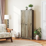 thumbnail of HOMCOM alacena de cocina armario de cocina mueble auxiliar de cocina con 2 puertas y estantes ajustables para comedor 78x31,5x182 cm marrón grisáceo