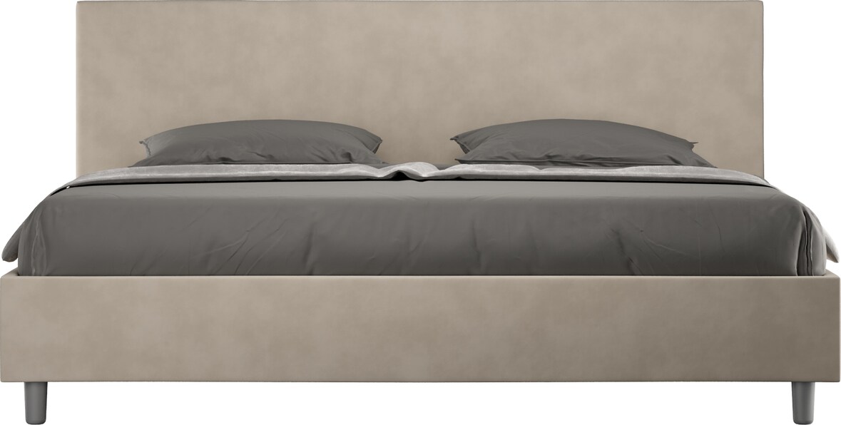 Letto matrimoniale king size con rete imbottito 200x210 microfibra sabbia Adele