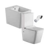 thumbnail of Pack Inodoro completo Cuadrado Fondo Reducido Rimless y Tapa con caída Amortiguada + Bidet a Suelo de Baño Moderno